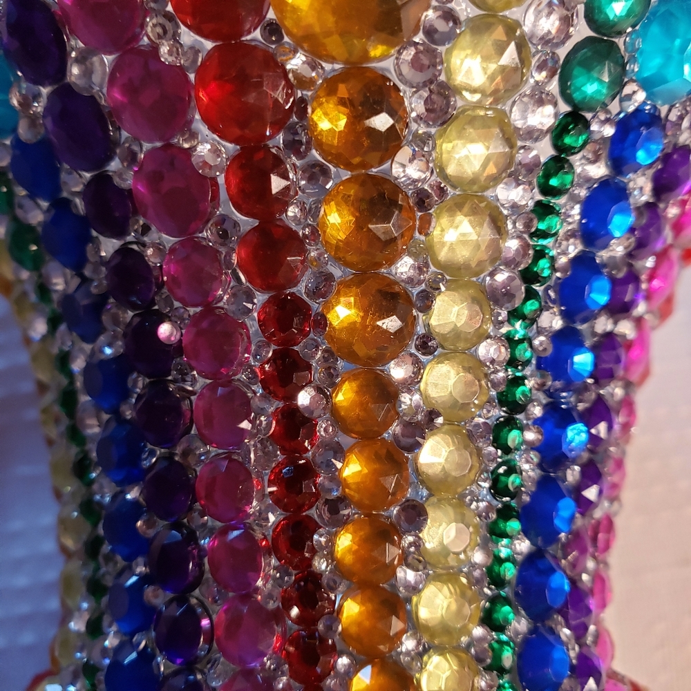 Rainbow rhinestone vase - Picture 5 of 8